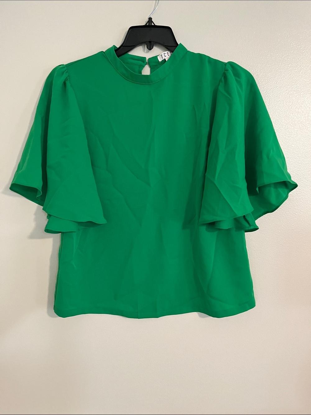 TCEC Emerald Green Flutter Sleeve Blouse